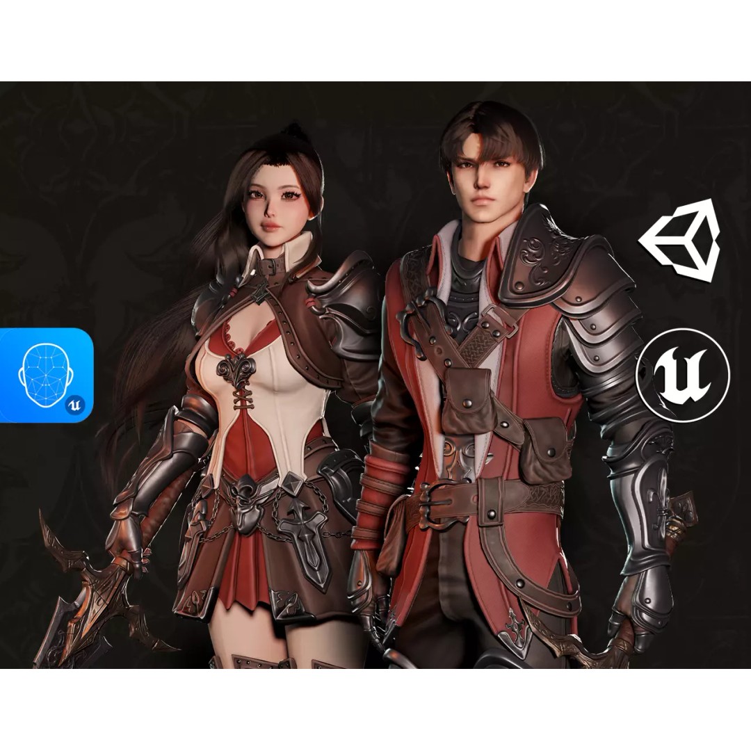 MMORPG Advanced Warrior 3D Model – Low-Poly Fantasy Character, FBX - View 2