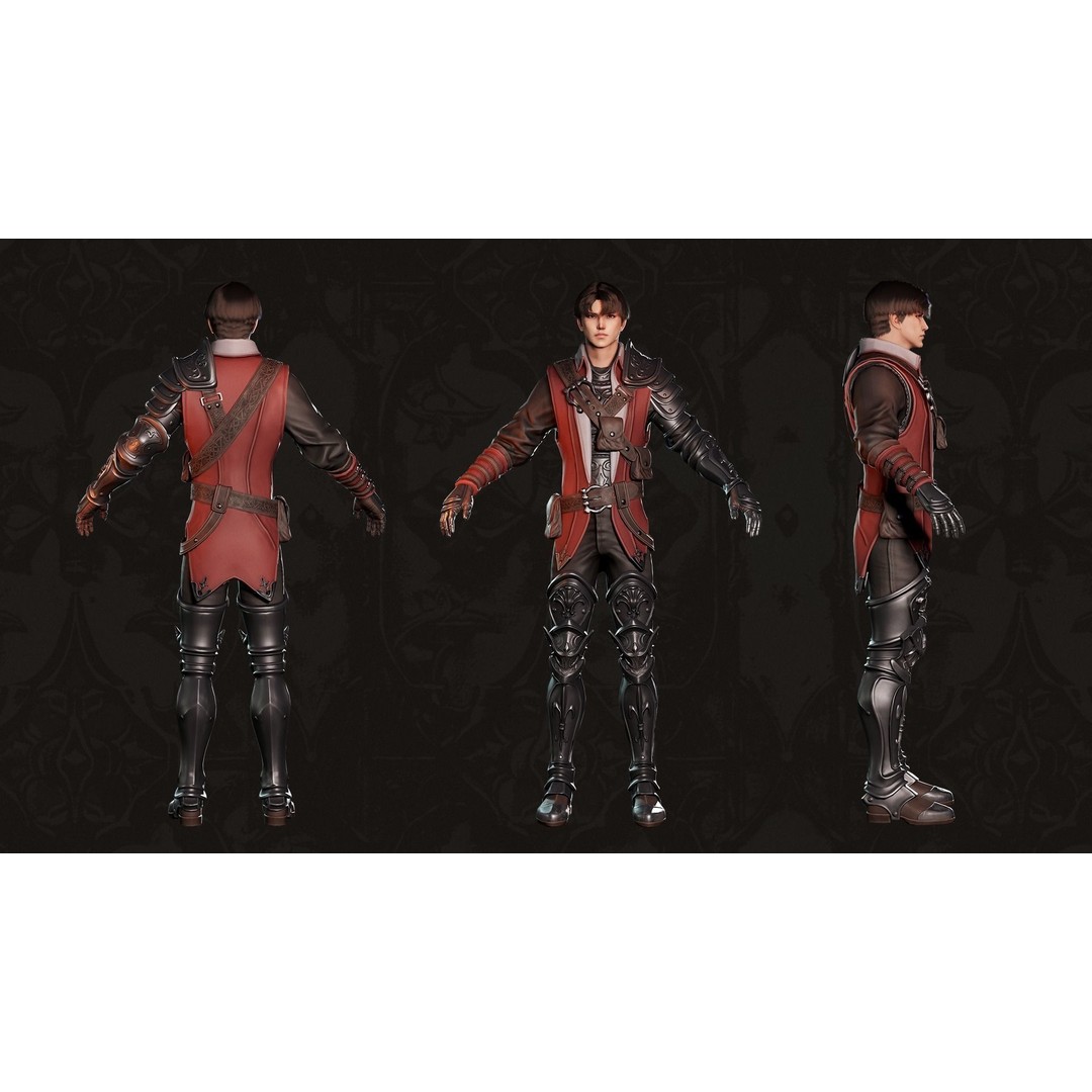 MMORPG Advanced Warrior 3D Model – Low-Poly Fantasy Character, FBX - View 25