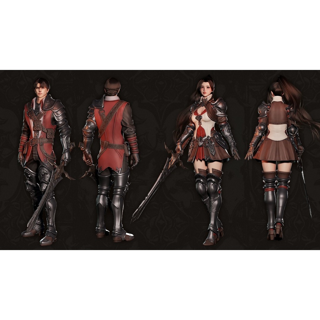 MMORPG Advanced Warrior 3D Model – Low-Poly Fantasy Character, FBX - View 3
