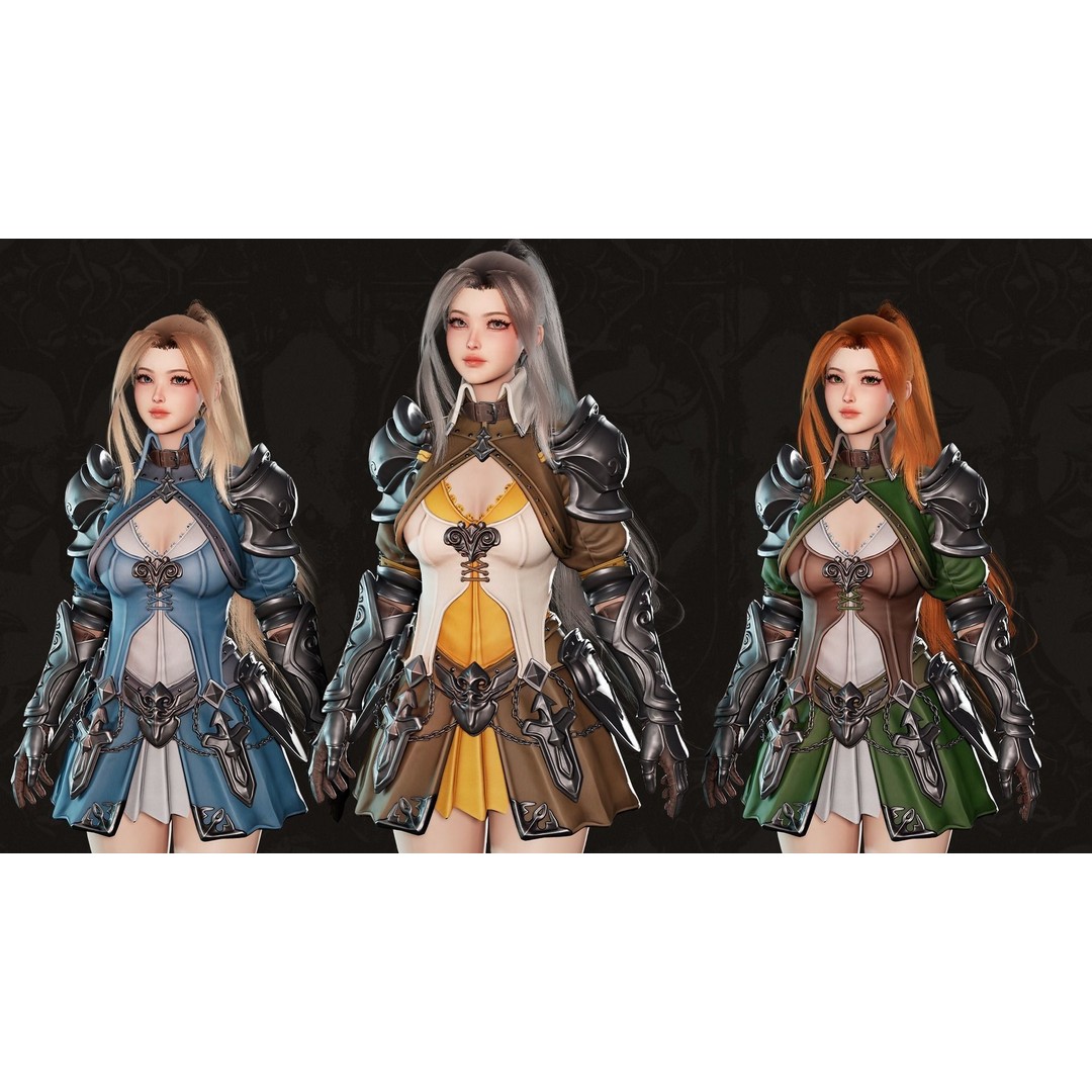 MMORPG Advanced Warrior 3D Model – Low-Poly Fantasy Character, FBX - View 6