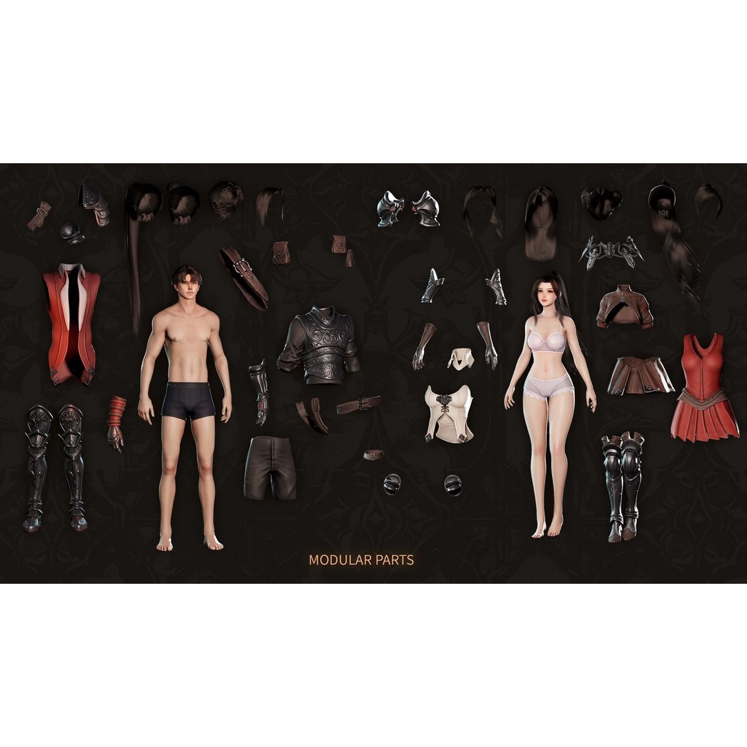 MMORPG Advanced Warrior 3D Model – Low-Poly Fantasy Character, FBX - View 7