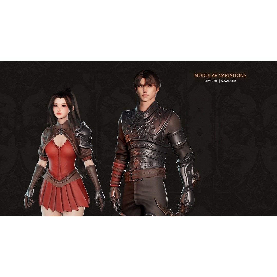 MMORPG Advanced Warrior 3D Model – Low-Poly Fantasy Character, FBX - View 9