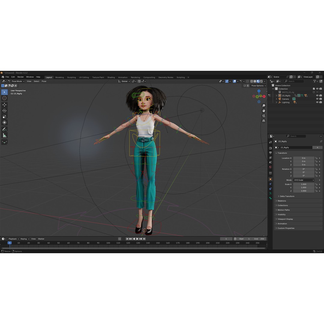 Curly Hair 3D Model – Stylized Low-Poly Rigged Character, FBX - View 16