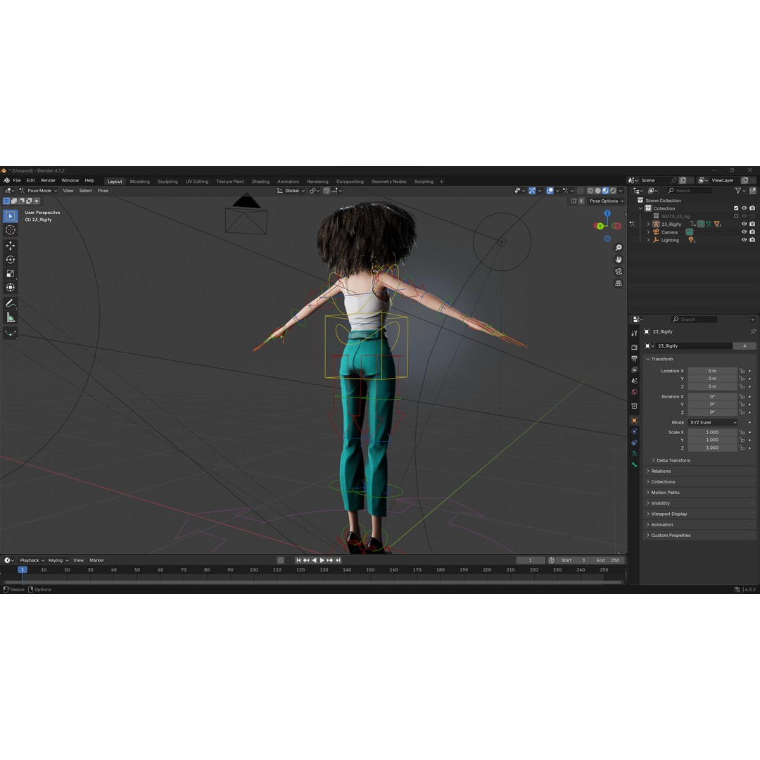 Curly Hair 3D Model – Stylized Low-Poly Rigged Character, FBX - View 17