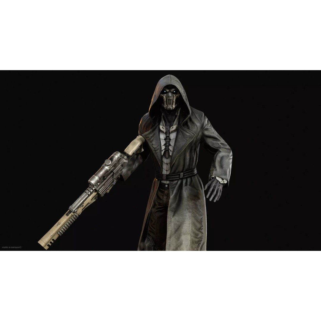 Bone Reaper 3D Model – Low Poly Fantasy Character, Rigged, Game Ready - View 4