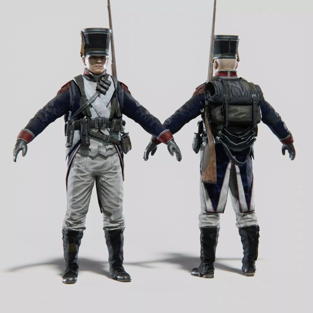 Napoleon Soldier 3D Model – Rigged Low-Poly Character, FBX, PBR - View 2