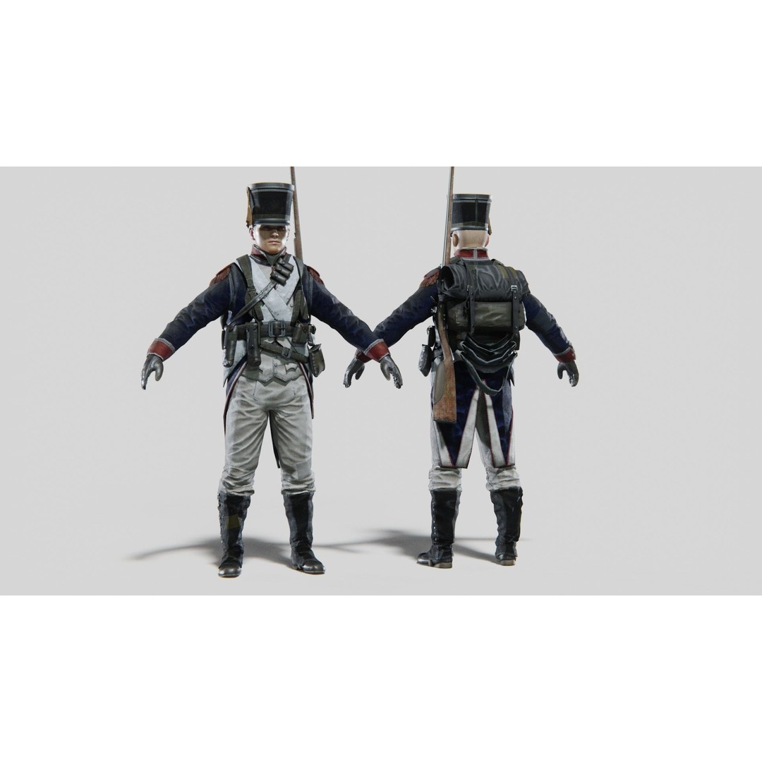 Napoleon Soldier 3D Model – Rigged Low-Poly Character, FBX, PBR - View 3