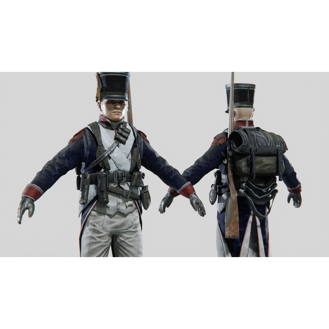 Napoleon Soldier 3D Model – Rigged Low-Poly Character, FBX, PBR - View 4