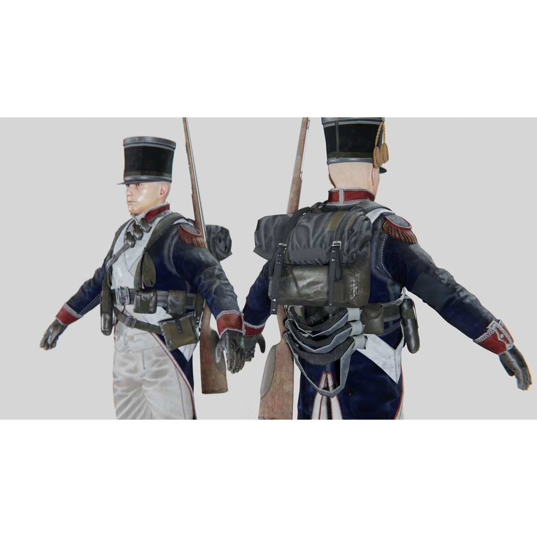 Napoleon Soldier 3D Model – Rigged Low-Poly Character, FBX, PBR - View 7