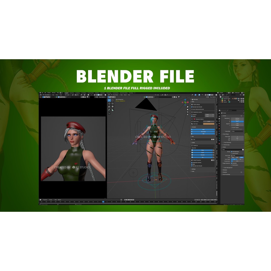 Cammy White 3D Model – Game Ready Low-Poly Character for Unreal Engine - View 11