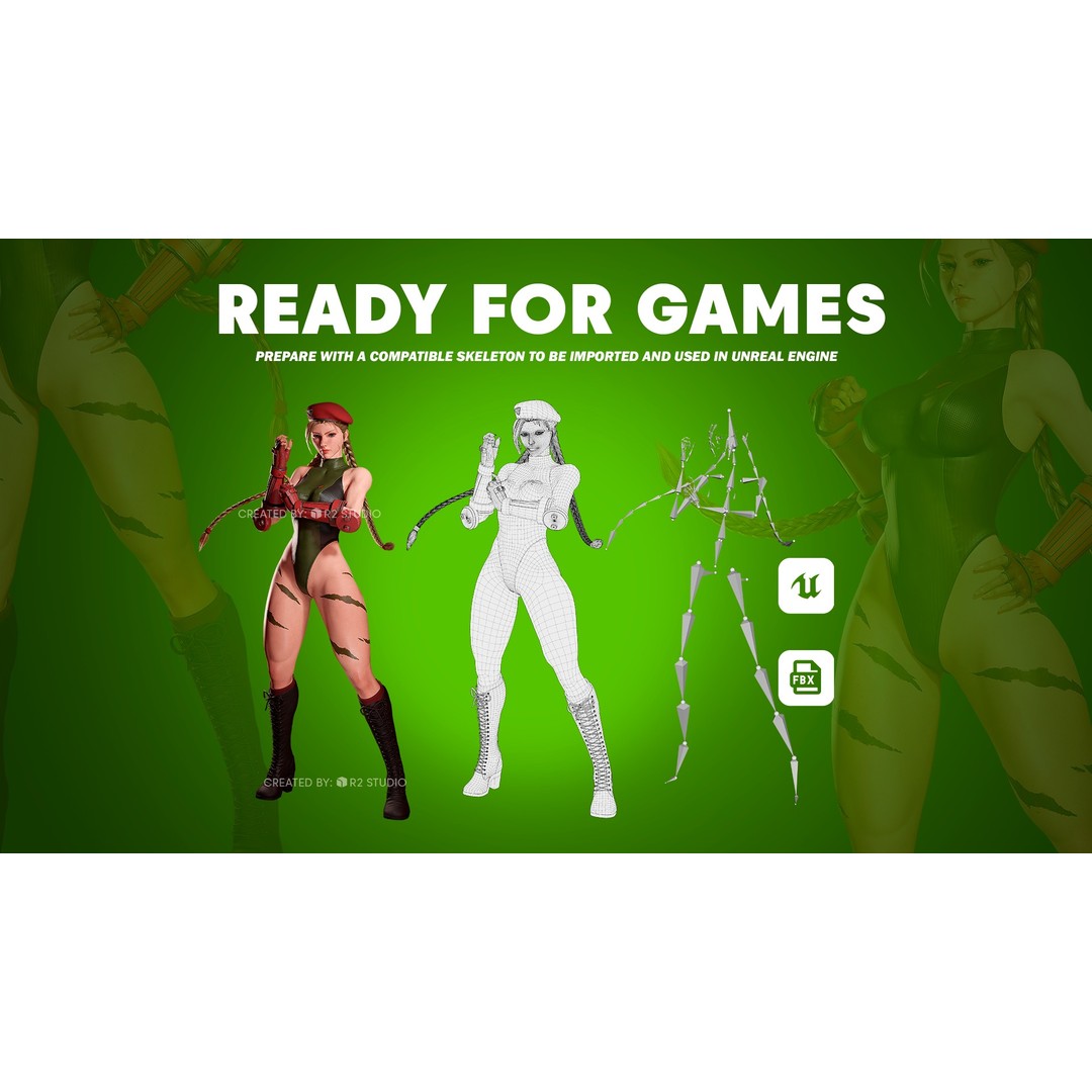 Cammy White 3D Model – Game Ready Low-Poly Character for Unreal Engine - View 12