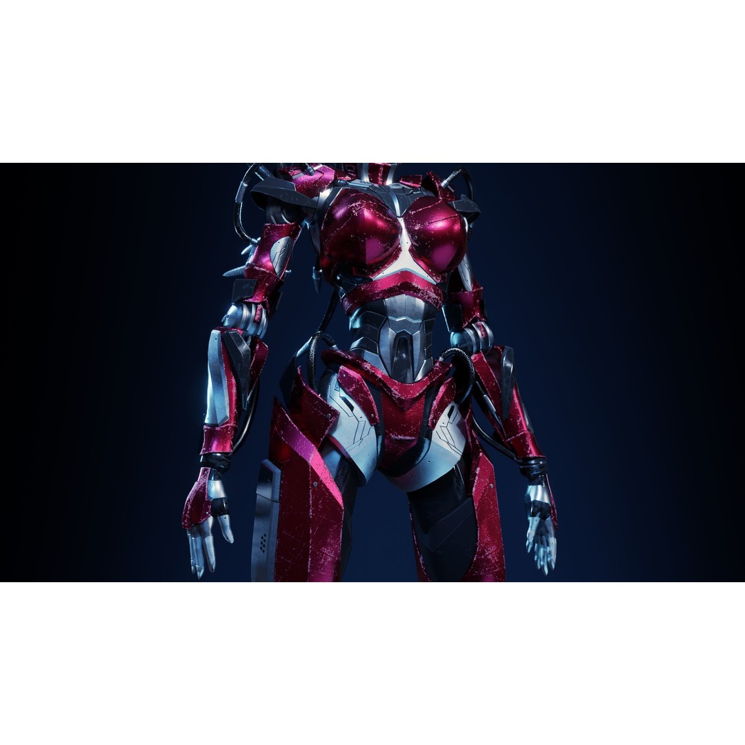 Android Empress 3D Model – Low Poly Rigged Character with PBR Textures - View 11