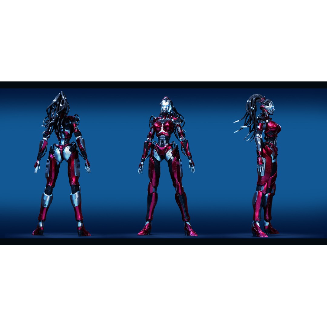 Android Empress 3D Model – Low Poly Rigged Character with PBR Textures - View 13