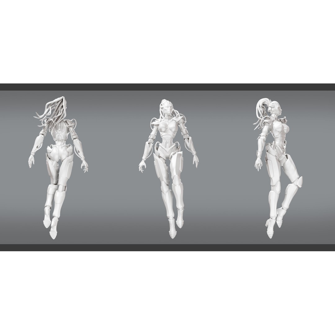 Android Empress 3D Model – Low Poly Rigged Character with PBR Textures - View 14