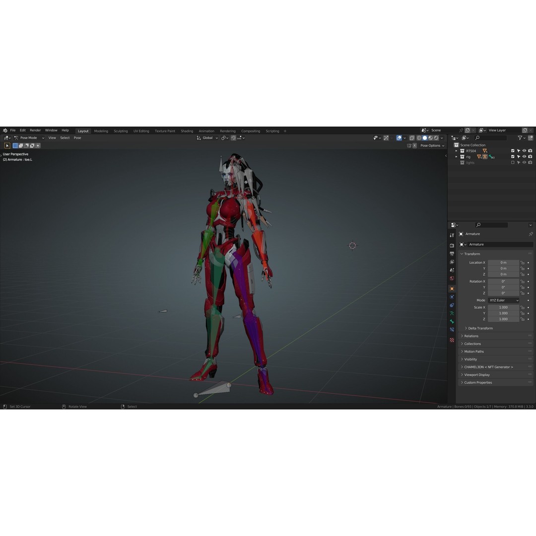 Android Empress 3D Model – Low Poly Rigged Character with PBR Textures - View 15