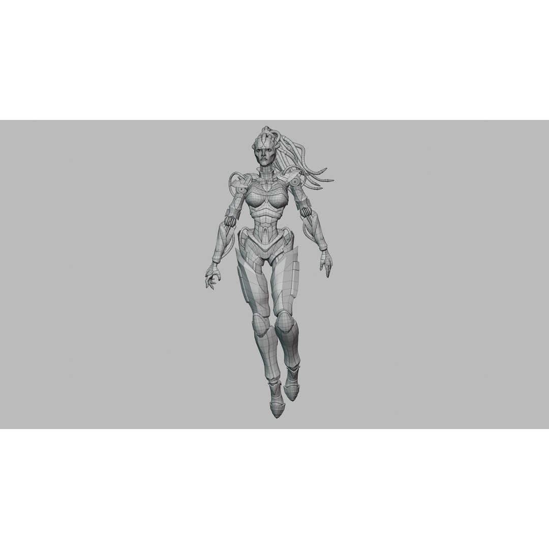Android Empress 3D Model – Low Poly Rigged Character with PBR Textures - View 18
