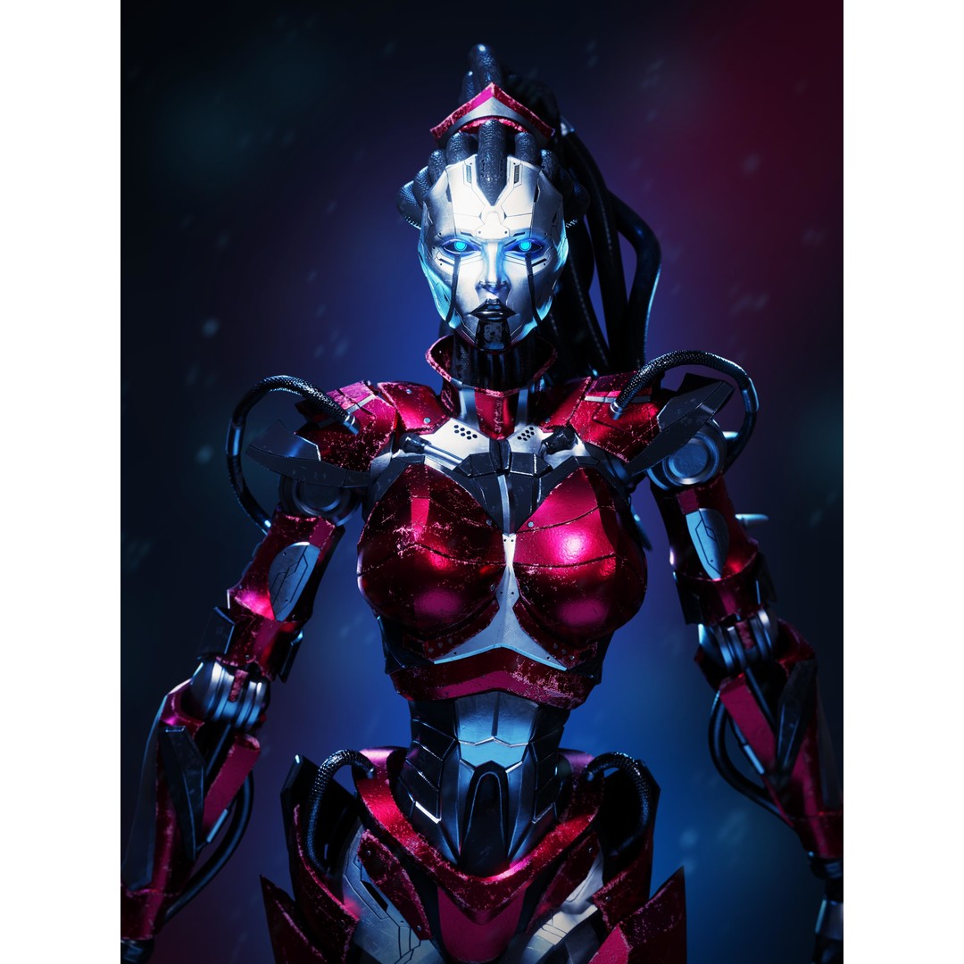 Android Empress 3D Model – Low Poly Rigged Character with PBR Textures - View 5