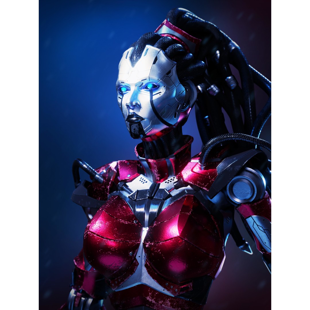 Android Empress 3D Model – Low Poly Rigged Character with PBR Textures - View 6