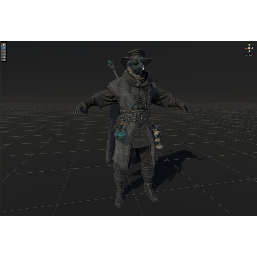 Plague Doctor 3D Model – Low Poly Character with Animations & PBR Textures