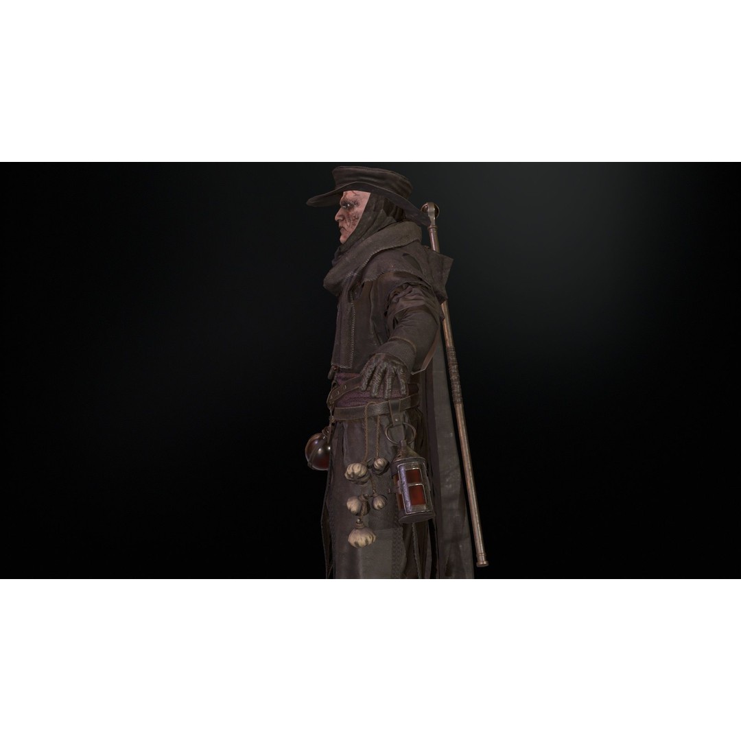 Plague Doctor 3D Model – Low Poly Character with Animations & PBR Textures - View 10