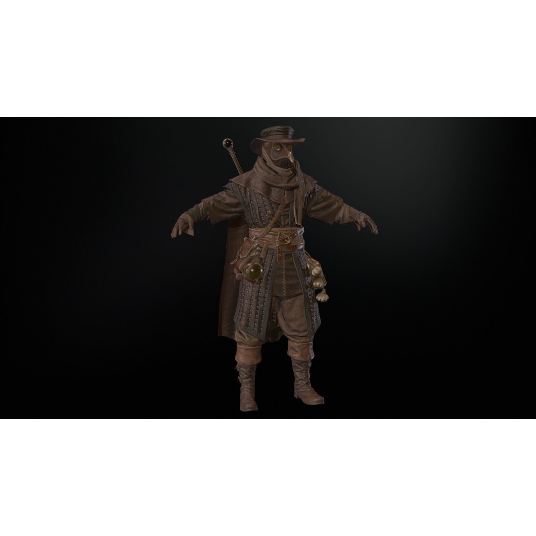 Plague Doctor 3D Model – Low Poly Character with Animations & PBR Textures - View 12
