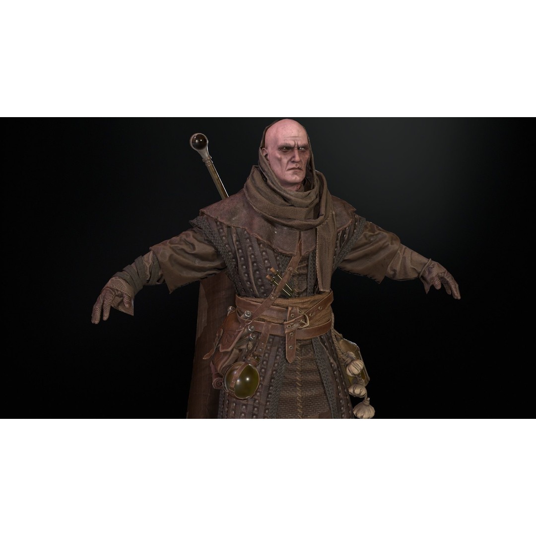 Plague Doctor 3D Model – Low Poly Character with Animations & PBR Textures - View 14