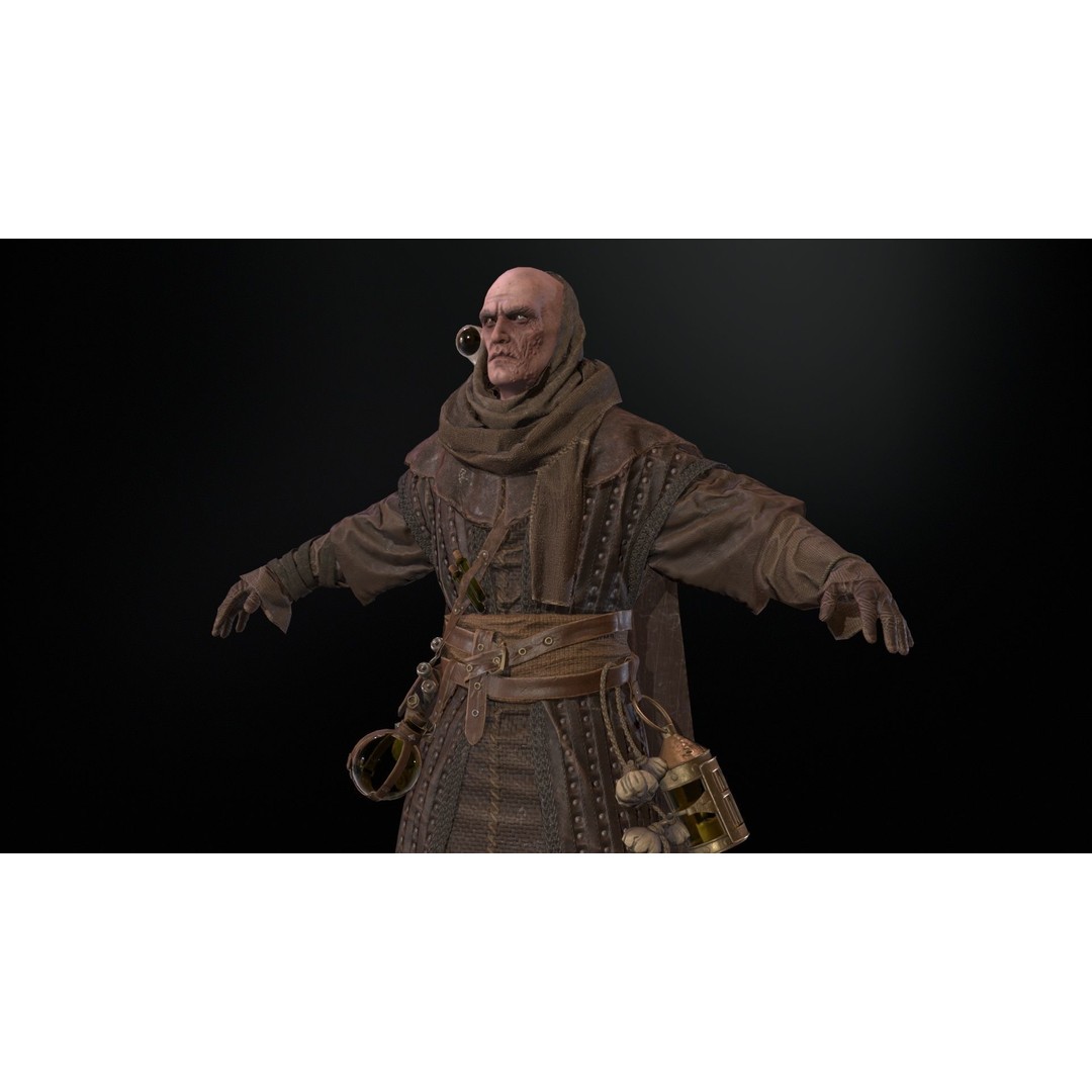 Plague Doctor 3D Model – Low Poly Character with Animations & PBR Textures - View 15