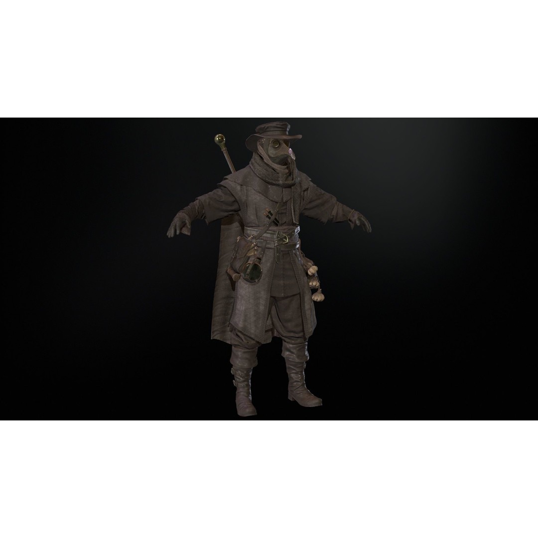 Plague Doctor 3D Model – Low Poly Character with Animations & PBR Textures - View 16