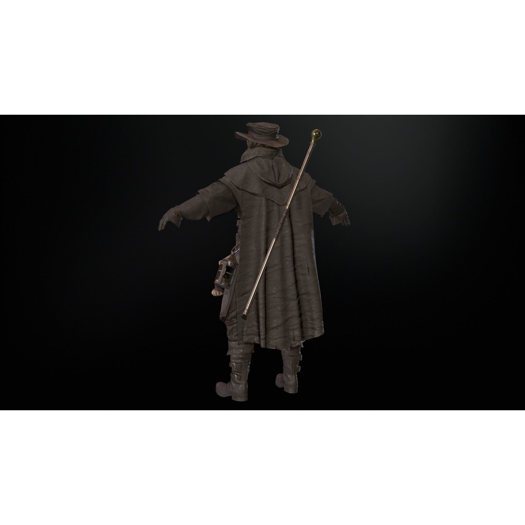 Plague Doctor 3D Model – Low Poly Character with Animations & PBR Textures - View 17