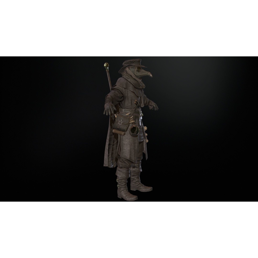 Plague Doctor 3D Model – Low Poly Character with Animations & PBR Textures - View 18