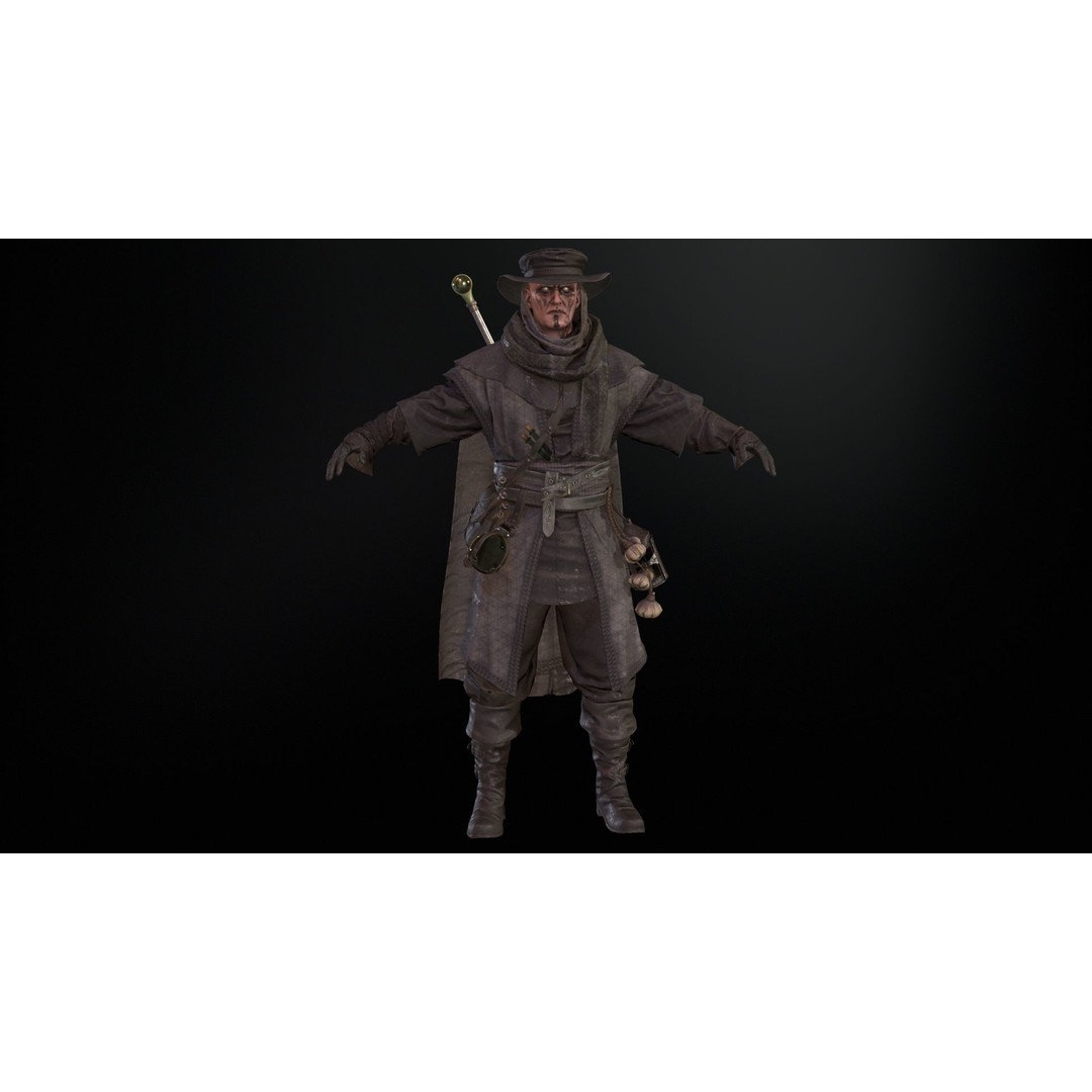 Plague Doctor 3D Model – Low Poly Character with Animations & PBR Textures - View 19