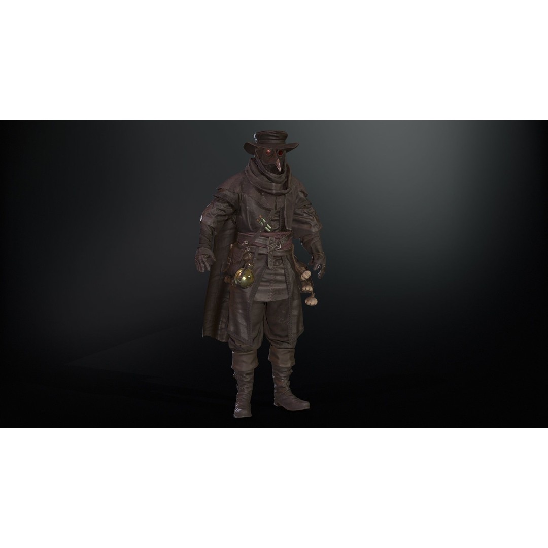 Plague Doctor 3D Model – Low Poly Character with Animations & PBR Textures - View 20