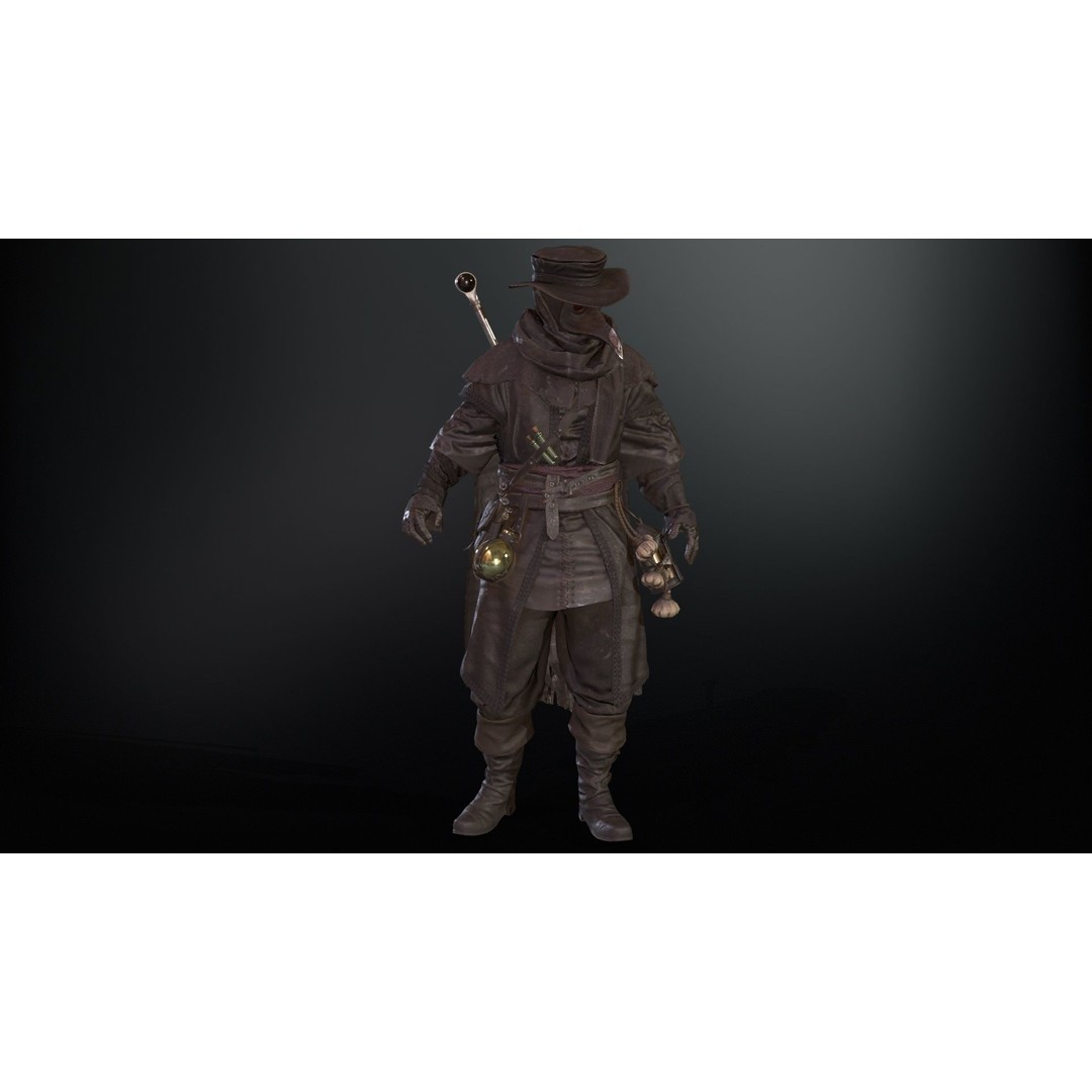 Plague Doctor 3D Model – Low Poly Character with Animations & PBR Textures - View 21