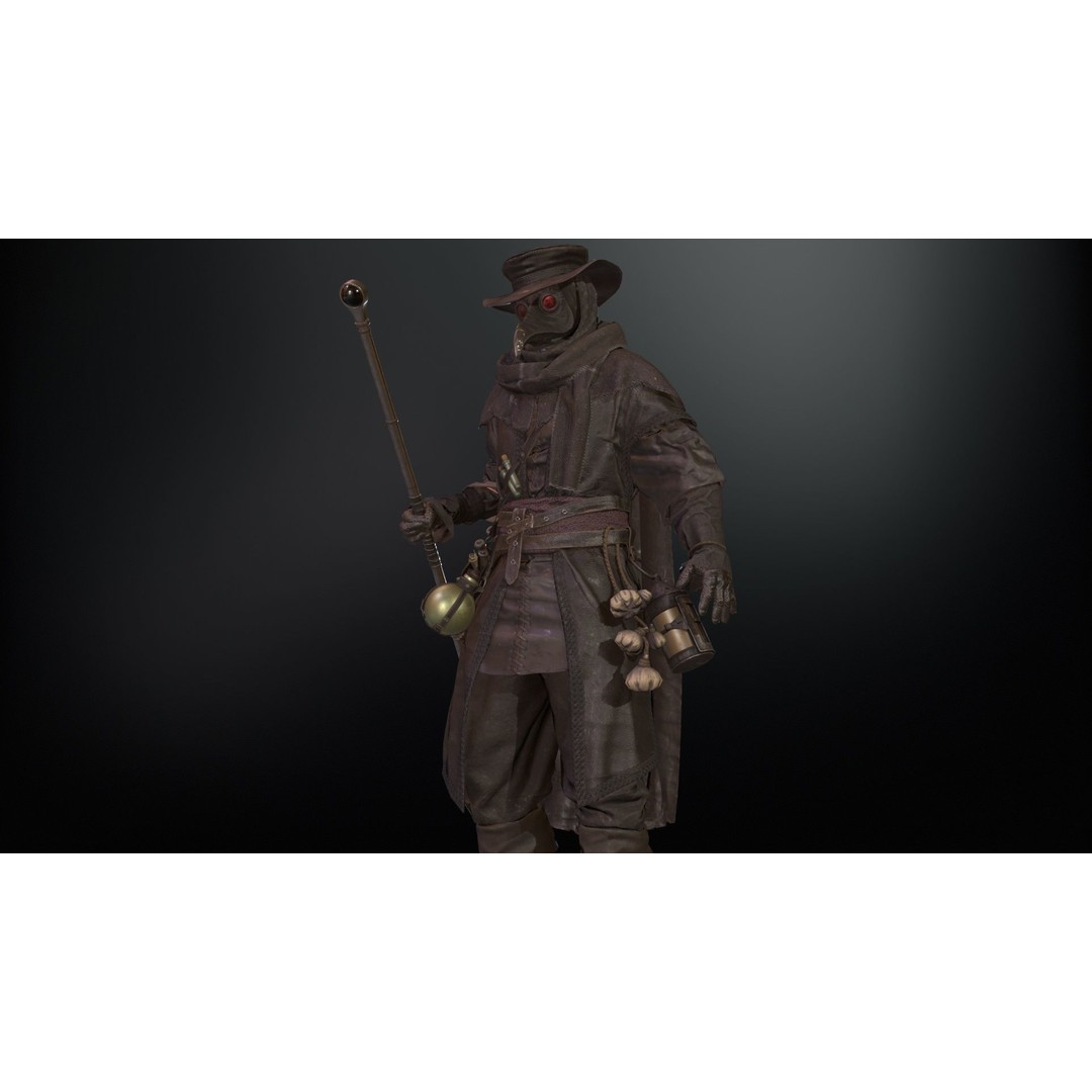 Plague Doctor 3D Model – Low Poly Character with Animations & PBR Textures - View 24