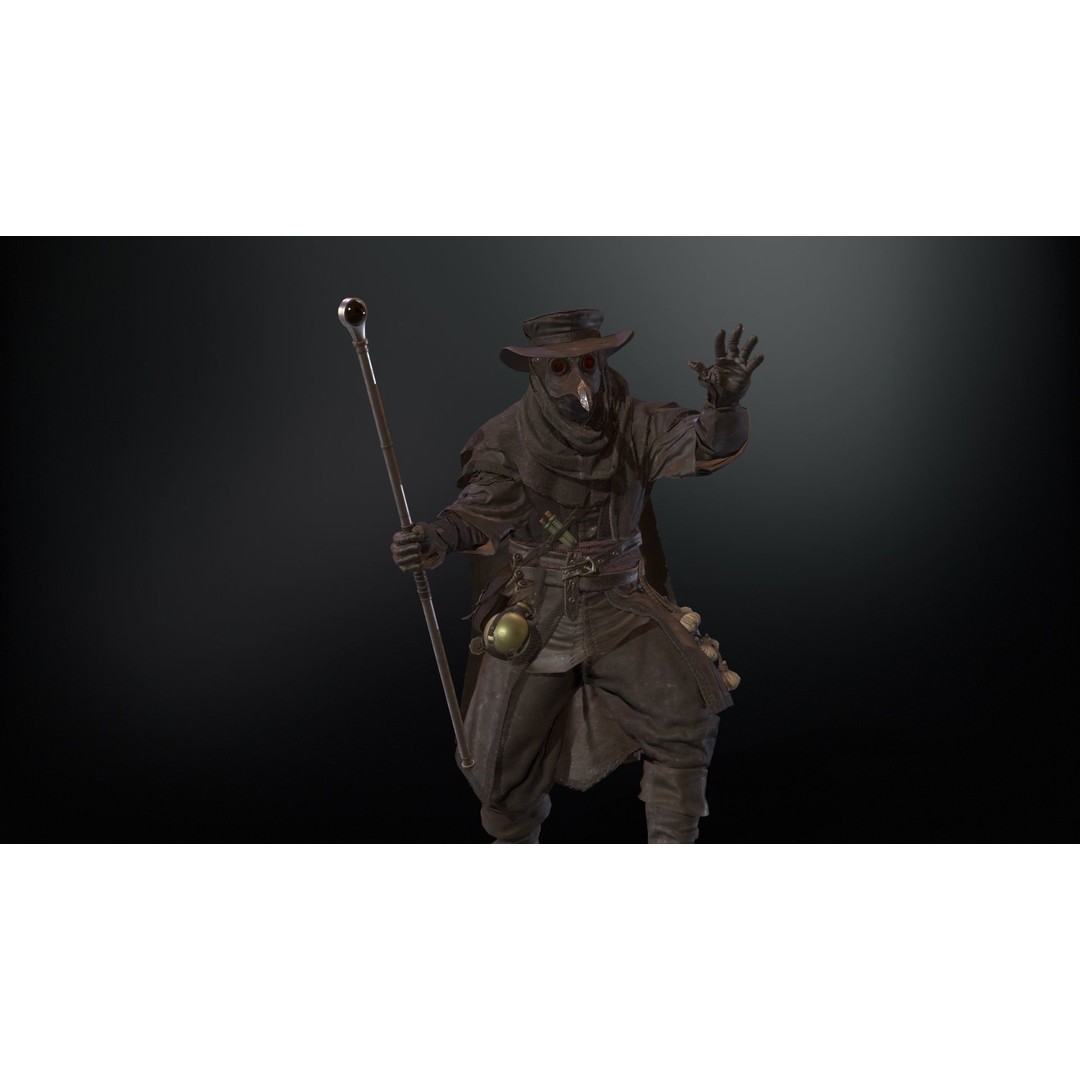 Plague Doctor 3D Model – Low Poly Character with Animations & PBR Textures - View 25