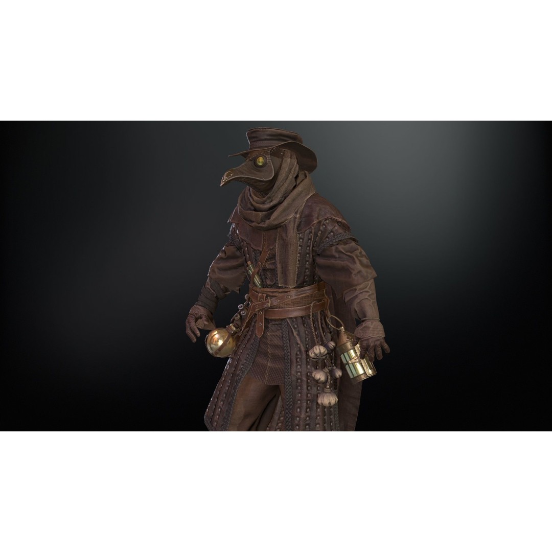 Plague Doctor 3D Model – Low Poly Character with Animations & PBR Textures - View 28