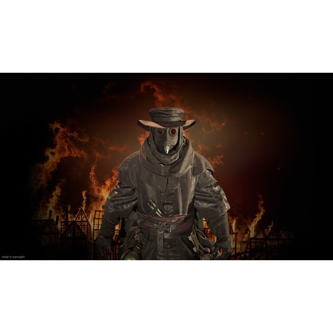 Plague Doctor 3D Model – Low Poly Character with Animations & PBR Textures - View 3