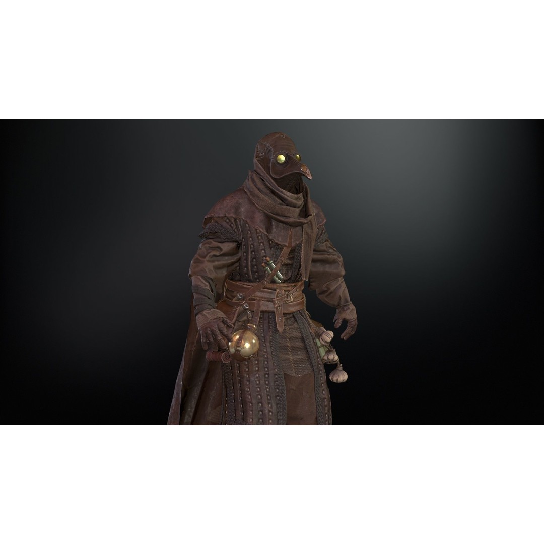 Plague Doctor 3D Model – Low Poly Character with Animations & PBR Textures - View 30