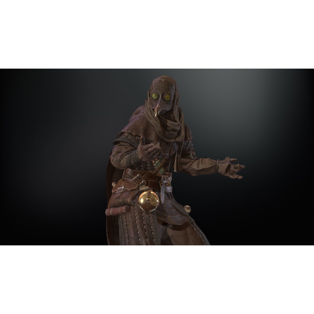 Plague Doctor 3D Model – Low Poly Character with Animations & PBR Textures - View 32