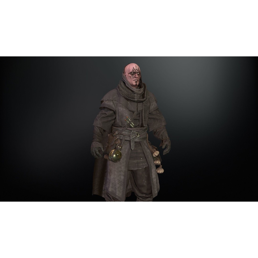 Plague Doctor 3D Model – Low Poly Character with Animations & PBR Textures - View 35