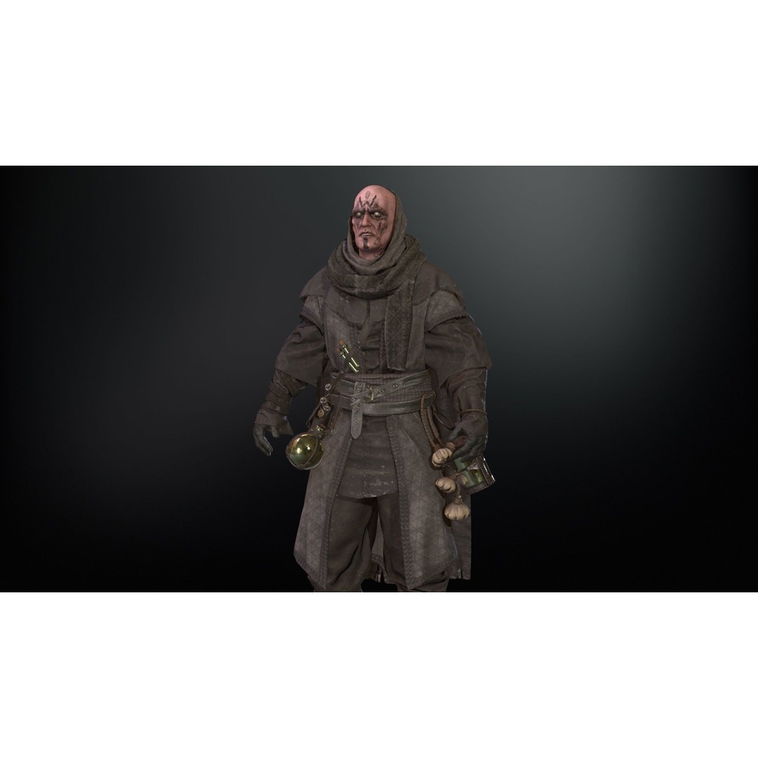 Plague Doctor 3D Model – Low Poly Character with Animations & PBR Textures - View 36