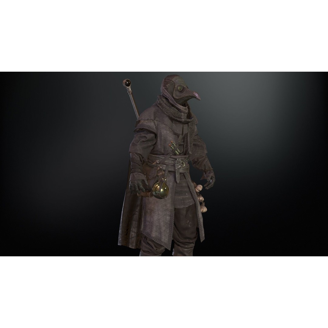 Plague Doctor 3D Model – Low Poly Character with Animations & PBR Textures - View 37
