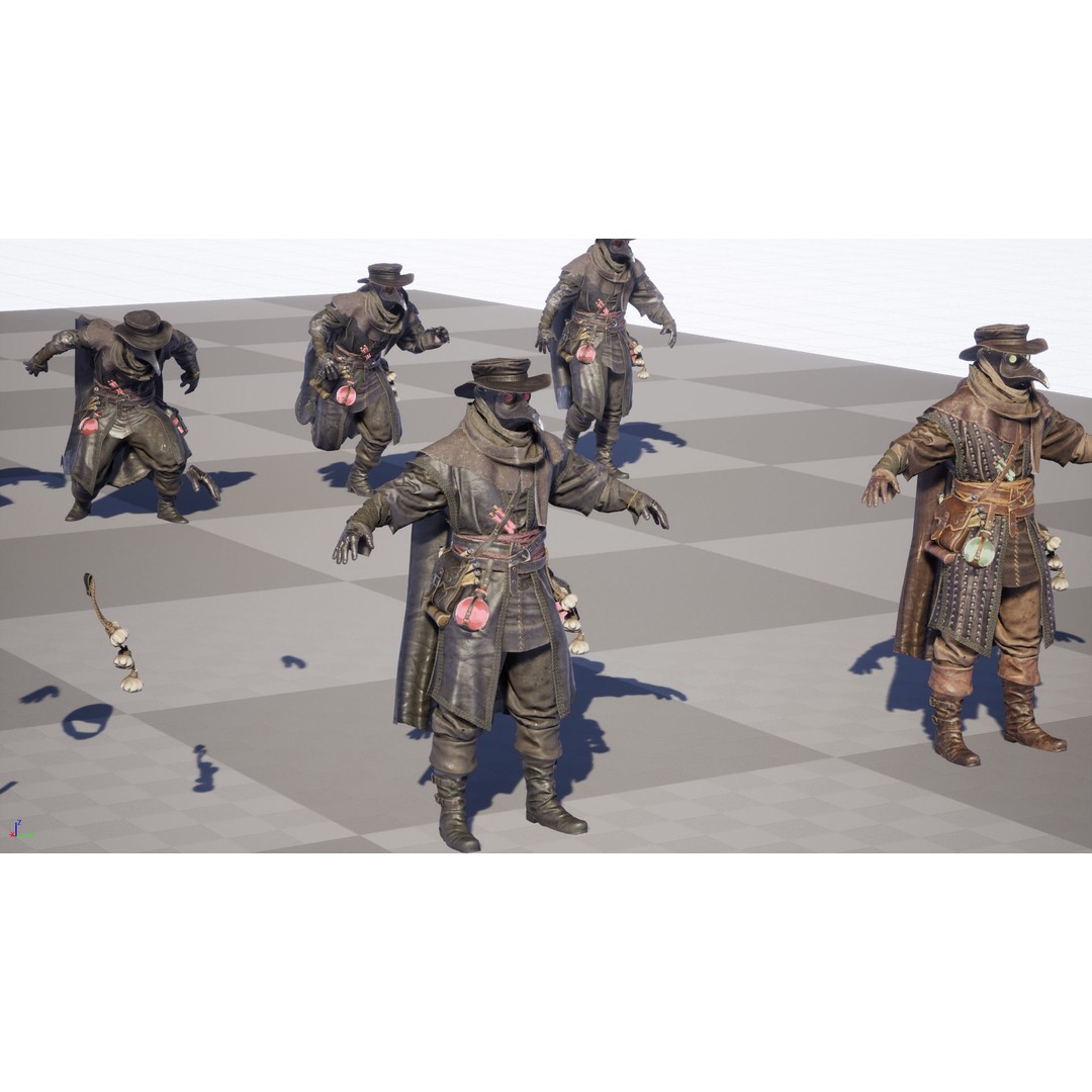Plague Doctor 3D Model – Low Poly Character with Animations & PBR Textures - View 43