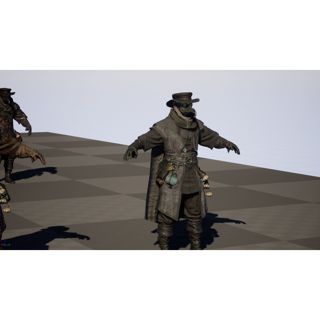 Plague Doctor 3D Model – Low Poly Character with Animations & PBR Textures - View 44