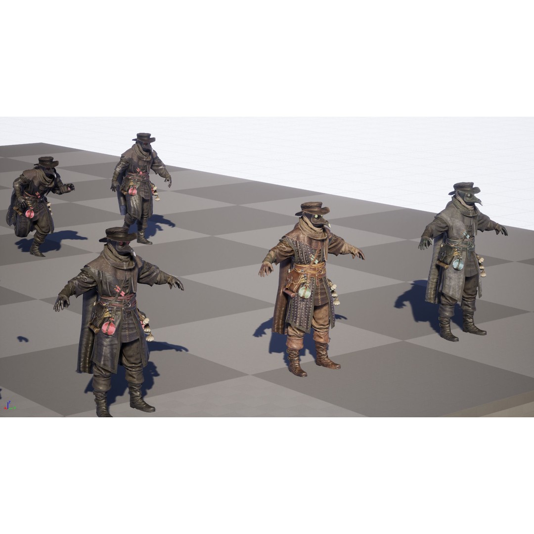 Plague Doctor 3D Model – Low Poly Character with Animations & PBR Textures - View 45