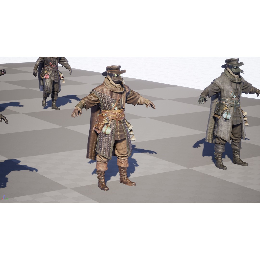 Plague Doctor 3D Model – Low Poly Character with Animations & PBR Textures - View 47