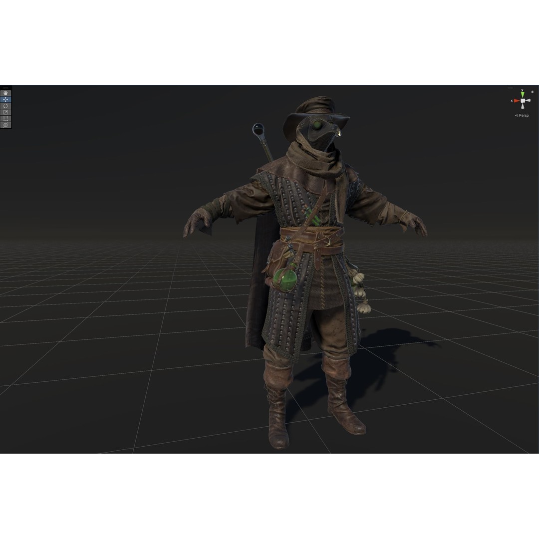 Plague Doctor 3D Model – Low Poly Character with Animations & PBR Textures - View 49