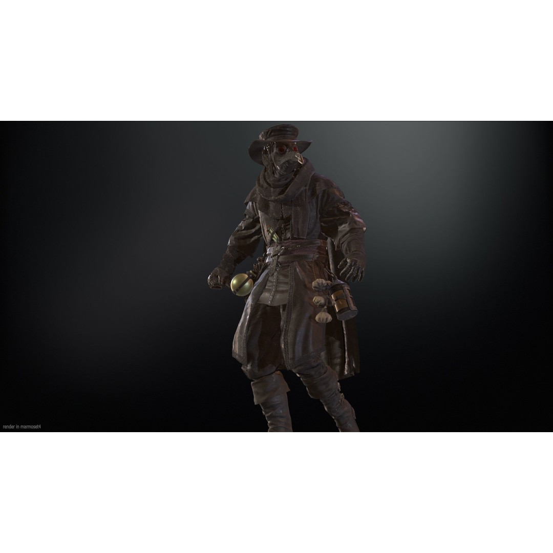 Plague Doctor 3D Model – Low Poly Character with Animations & PBR Textures - View 6