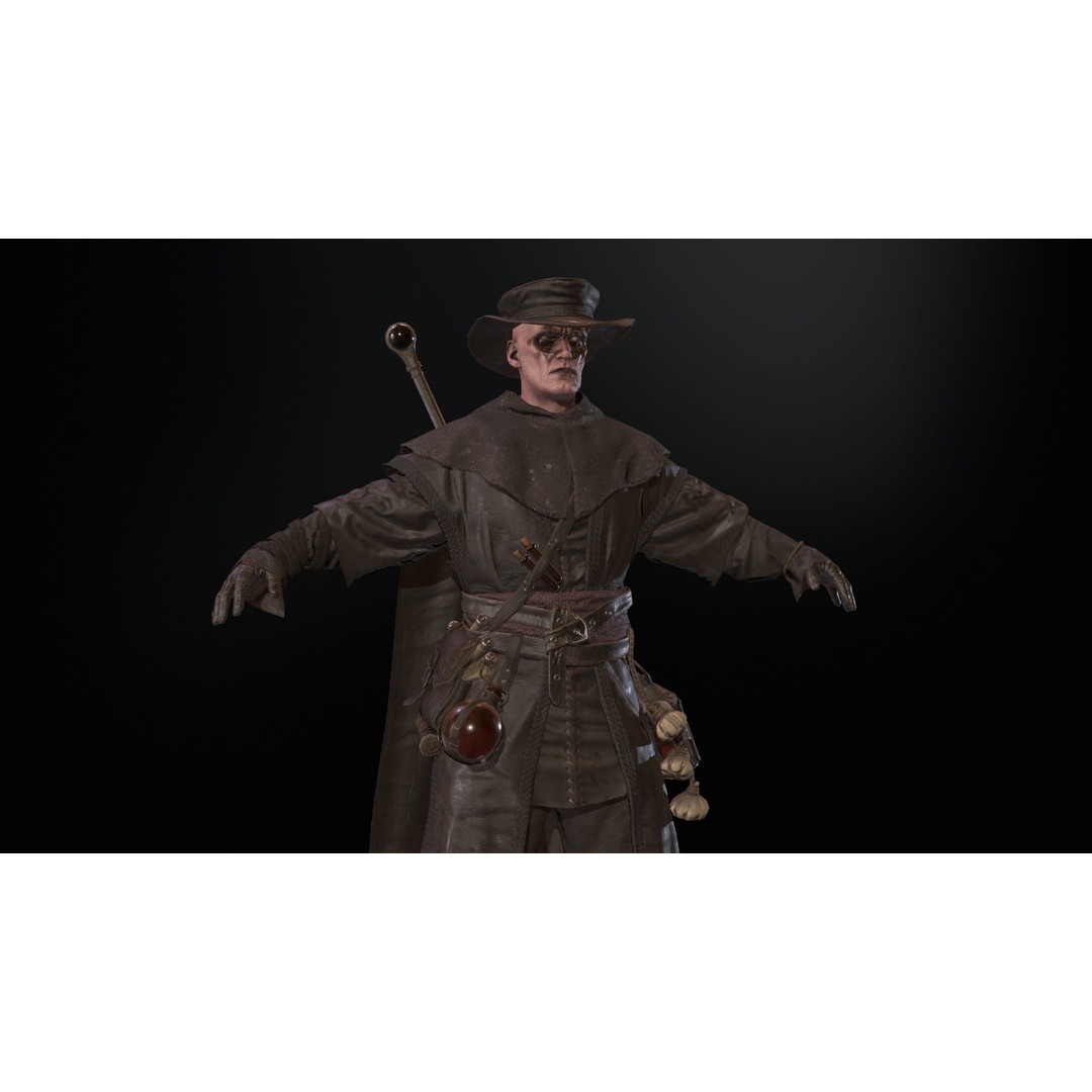 Plague Doctor 3D Model – Low Poly Character with Animations & PBR Textures - View 8