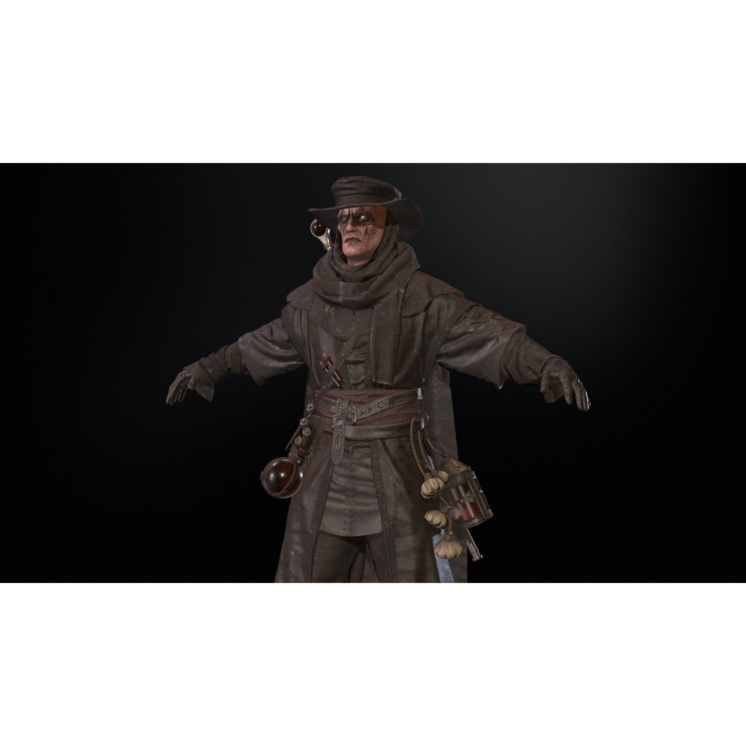 Plague Doctor 3D Model – Low Poly Character with Animations & PBR Textures - View 9